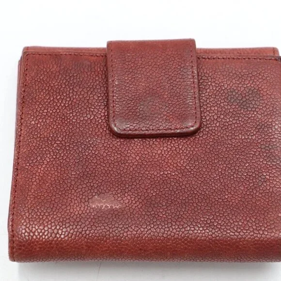 Chanel Red Caviar Leather Billfold Vintage 2005 Wallet